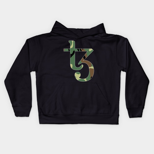 Tezos Green Camo Kids Hoodie by BitcoinSweatshirts